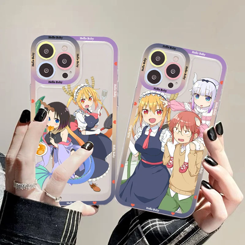 

Dragon Maid Anime Phone Case For iPhone 14 13 12 11 Pro Max Mini X Xs XR 6 7 8 Plus SE 2020 Transparent Case