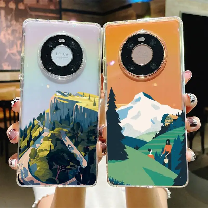 

FHNBLJ Hand Painted Landscape Phone Case for Samsung S20 ULTRA S30 for Redmi 8 for Xiaomi Note10 for Huawei Y6 Y5 cover