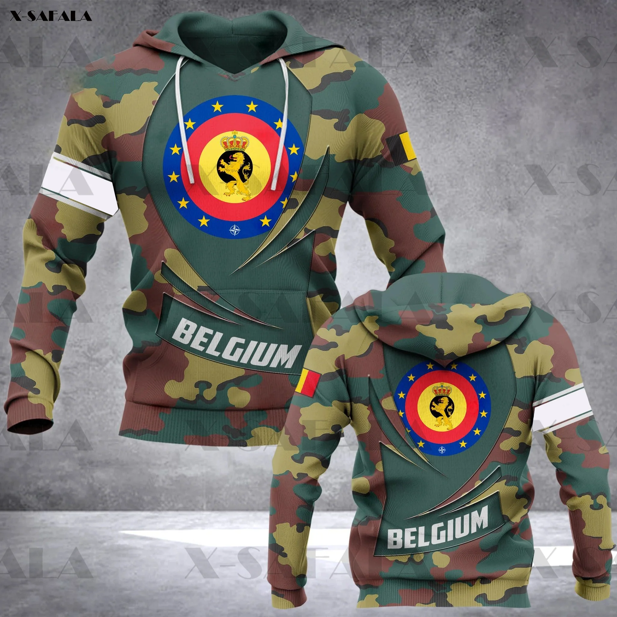 

Толстовка мужская хлопковая с капюшоном, на молнии, с 3D-принтом