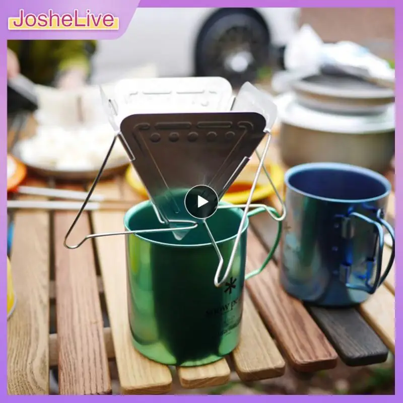 

Coffee Drip Holder Outdoor Stainless Steel Reusable Coffee Filters Dripper Coffee Baskets Camping Picnic Tableware