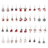 lovely christmas bell tree deer drop earrings snowman snowflake dangle earrings for women girls gifts