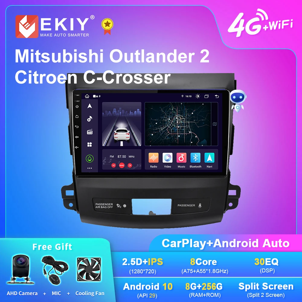 EKIY X7 Android 10 Car Radio For Mitsubishi Outlander 2 For Citroen C-Crosser For Peugeot 4007 Multimedia Player 2Din Carplay