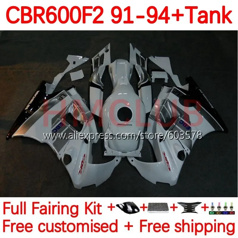 

+Tank For HONDA CBR 600 FS CBR 600F2 CBR600FS CBR600F2 1991 1992 1993 1994 CBR600 F2 91 92 93 94 glossy white Fairings 140No.33