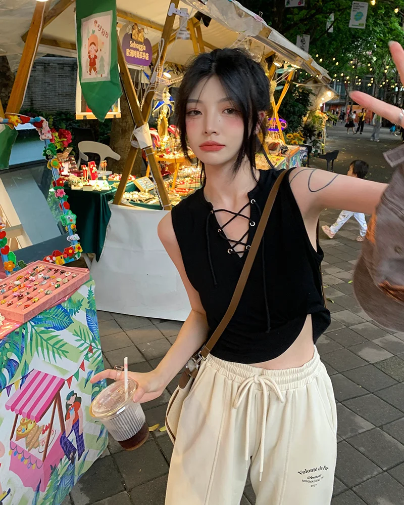 

Новинка, подходящая ко всему популярная женская кофта с бретельками в Корейском стиле, женский летний облегающий короткий укороченный топ ...