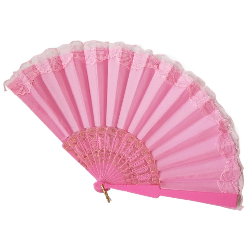 

【I AM YOUR FANS】Spanish Victorian Wedding Hand Fan Large Lace Edge Flat Plain Face Fan Chinese Style Folding Dance Hand Fan