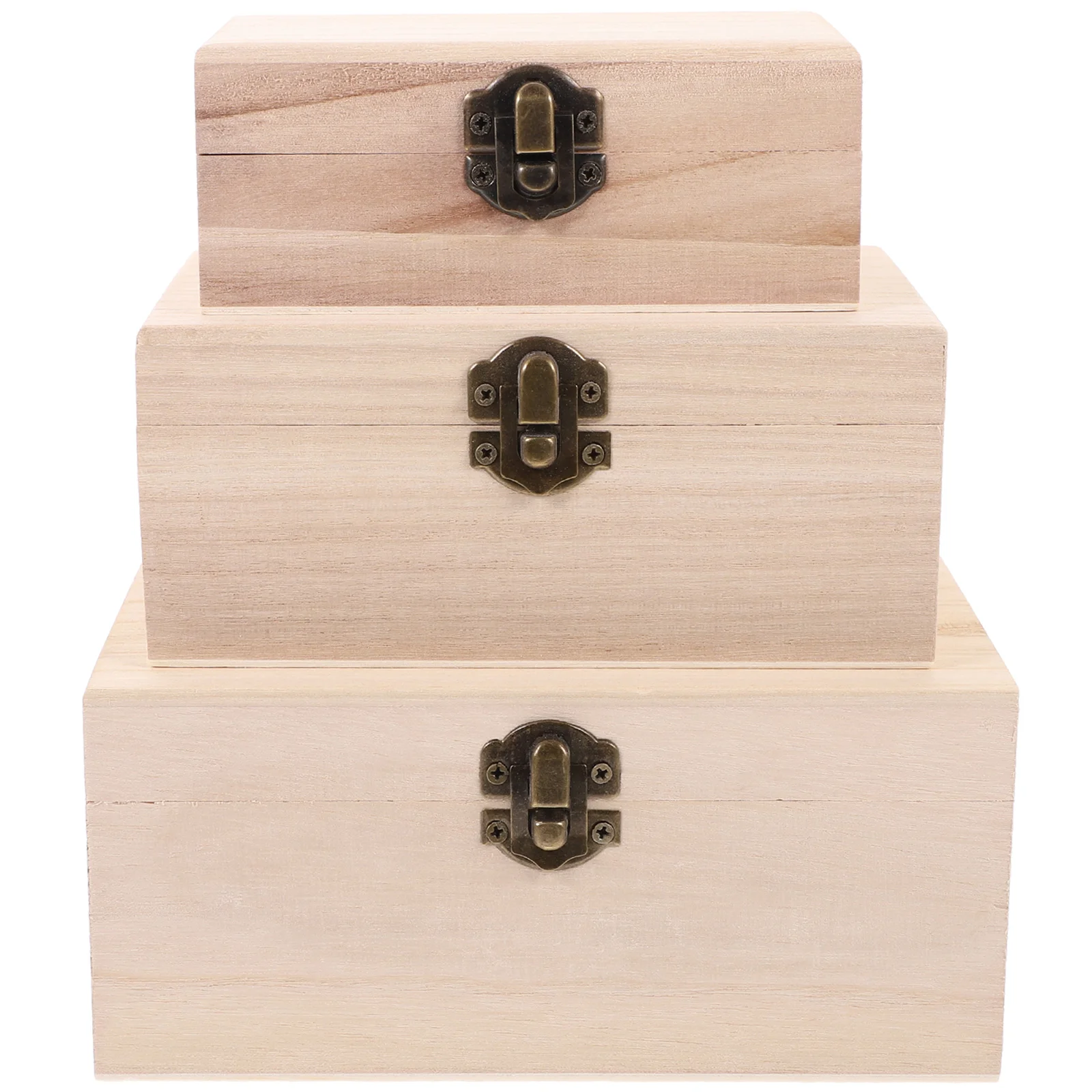 

Small Wooden Box Case Lock White Storage Bin Pirate Treasure Kids Jewelry