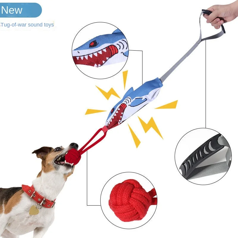 

Pet Supplies Dog Sound Toy Bite-resistant Rope Ball Interactive Small Shark to Relieve Boredom, Grinding Teeth, Tug-of-war