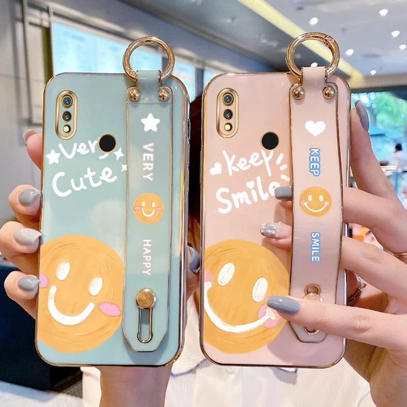 

Case for Realme 3 3i 5 5i 6S 6i 6 7 Pro Narzo 20 Pro V5 Q X Lite OPPO K7x Oil Painting Smiling Face Case Simple Text style