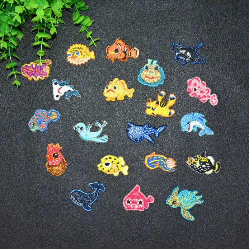 Морские животные дельфин Кит патчи для утюга вышитые нашивки одежды наклейки