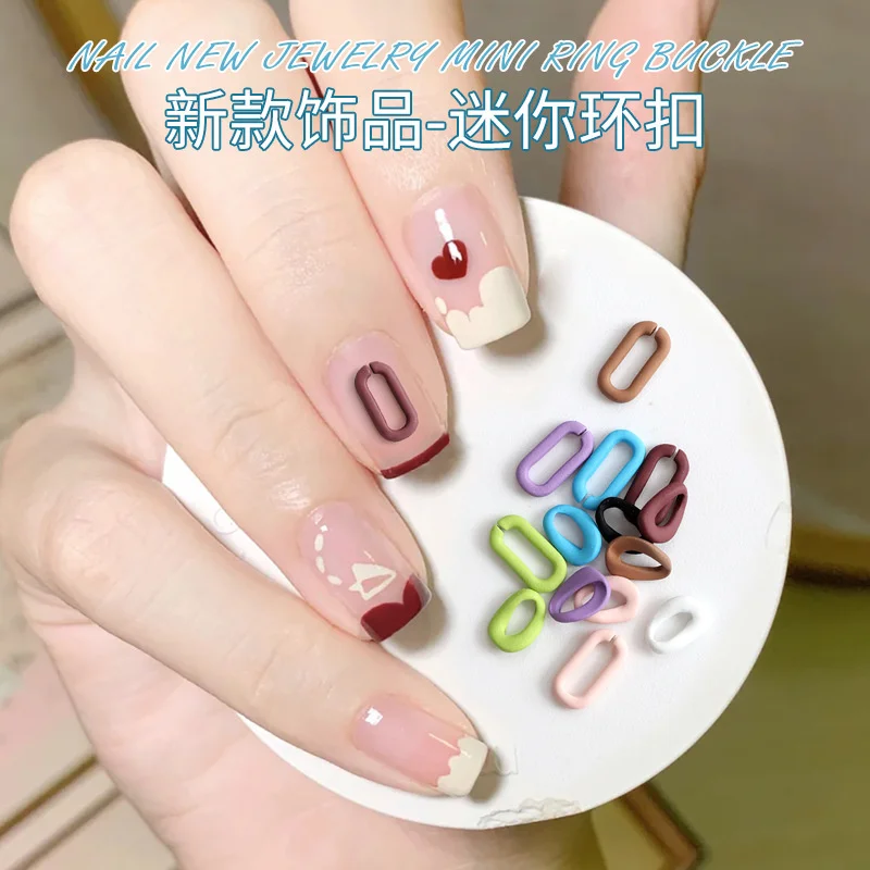 

20pcs Color Hollow Ring Nail Charms Small Fresh Macaron Irregular Oval Nail Supplies DIY Manicure Decorations Kawaii Accessories