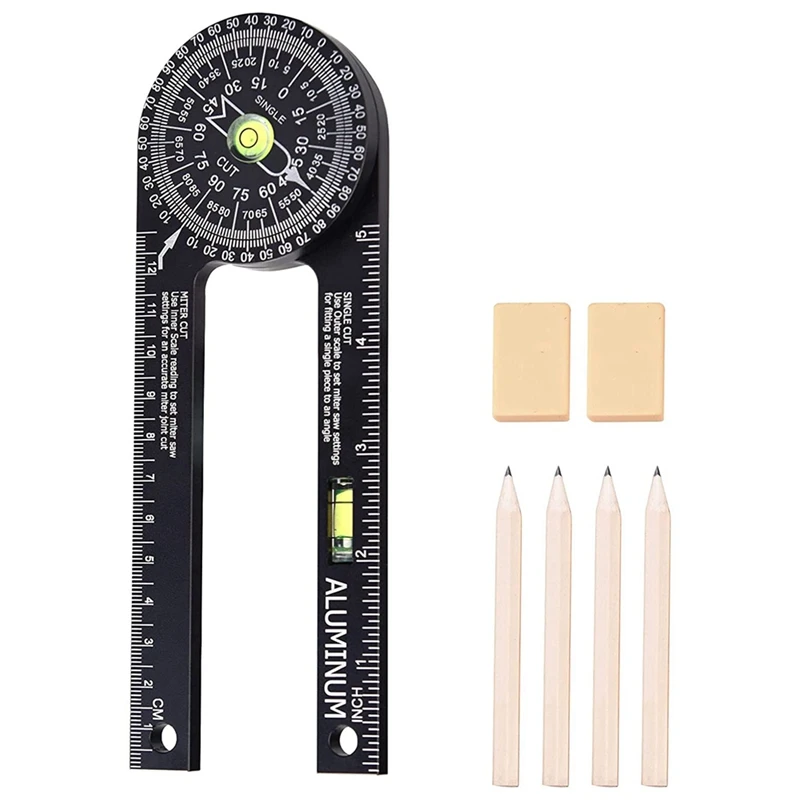 

Miter Saw Protractor, Inside Outside Miter Angle Finder With Ruler Scale Miter Saw Protractor For Wood Building Working