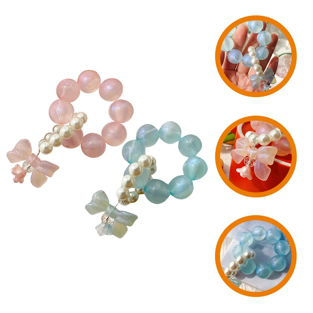 

2pcs Beaded Phone Chains Acrylic Beads Phone Lanyard Lightweight Bracelet Keychains