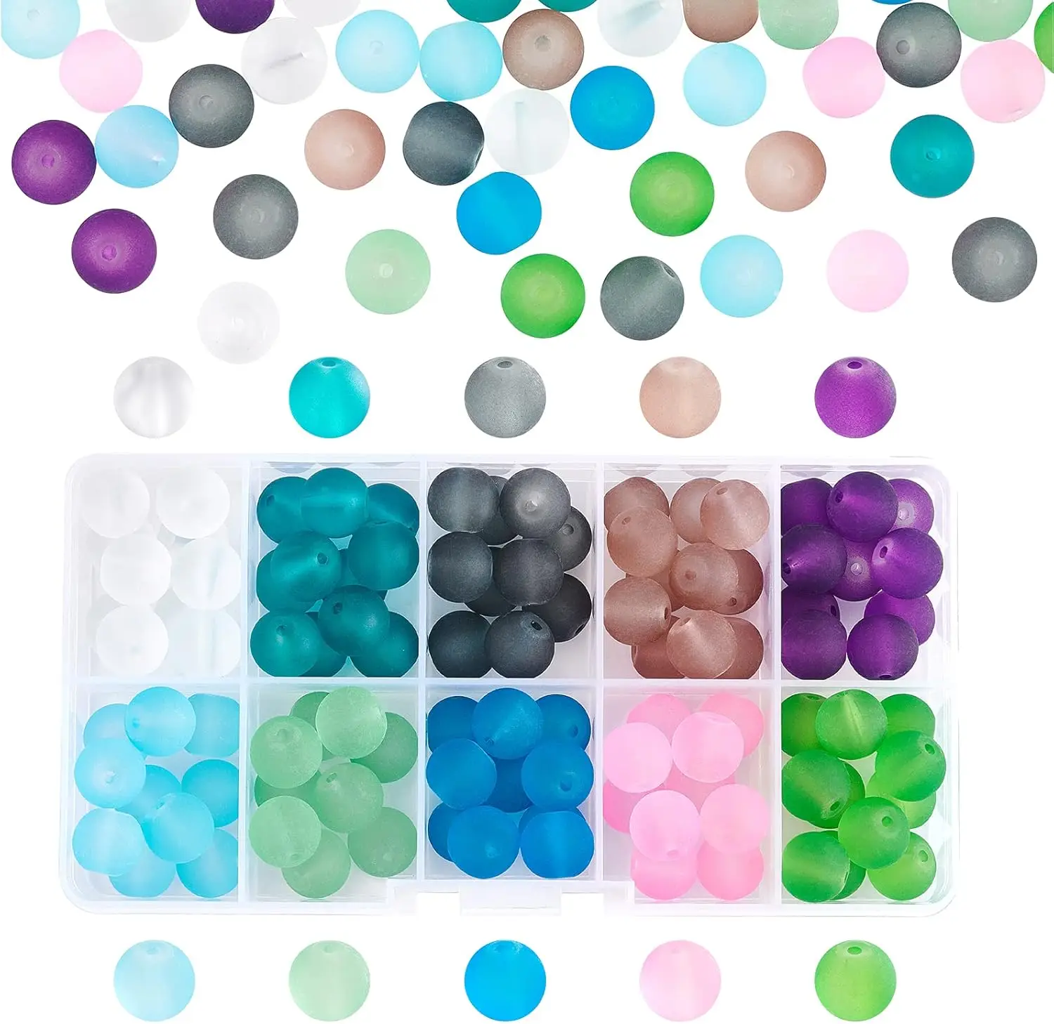 120 шт. 10 мм матовые стеклянные бусины для браслета цветов круглые свободные