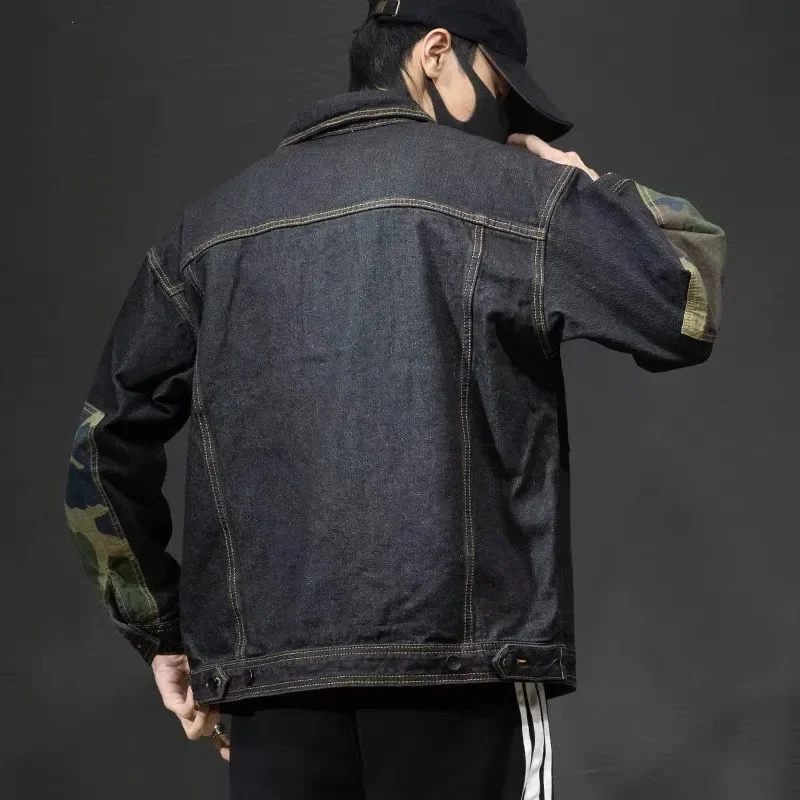 Модная джинсовая куртка для мужчин повседневная свободная посадка