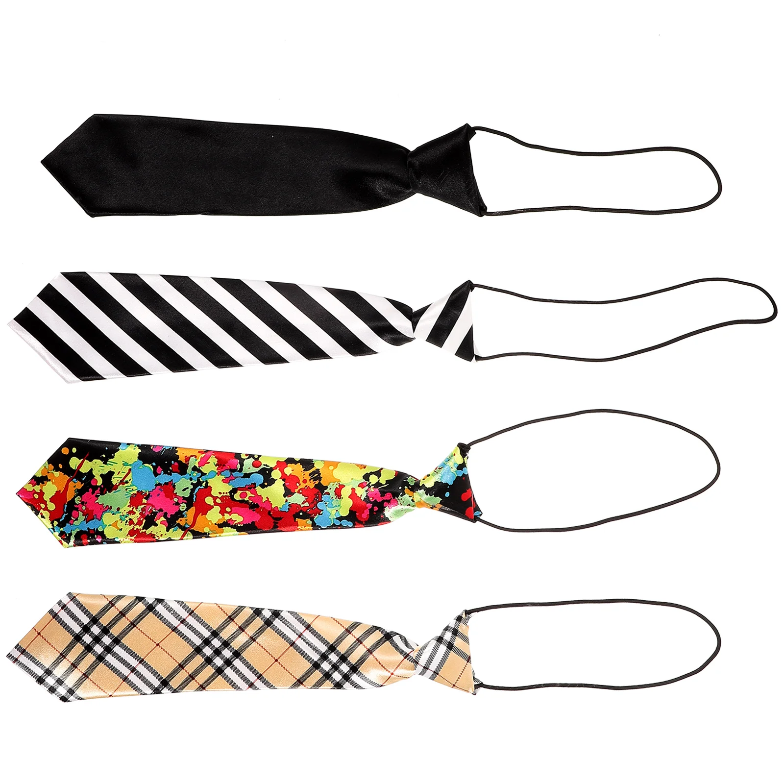 

4 Pcs Student Attire Dress Kids Party Costume Necktie Printing Adjustable Colorful Fabric Child