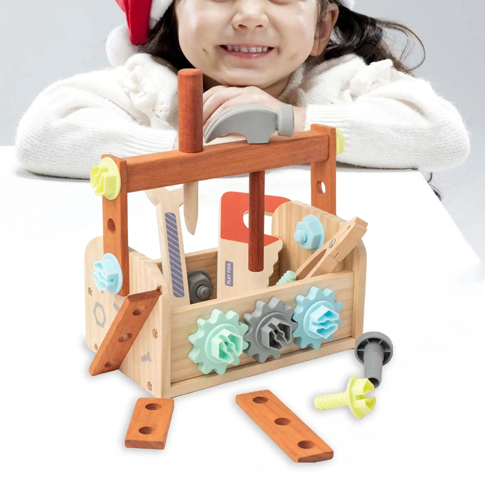 

Деревянный детский набор инструментов, гайки и болты, отвертка, ящик для инструментов, инструмент для мелкой моторики, игрушка для малышей, раньше для мальчиков и девочек