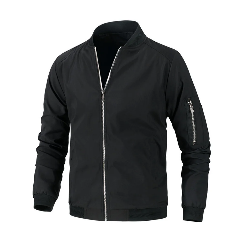 

Male Bomber Jacket Autumn Casual Streetwear Male Jackets and Coats Simple Solid Color Windbreaker Plus Size Men Outwear Jacket