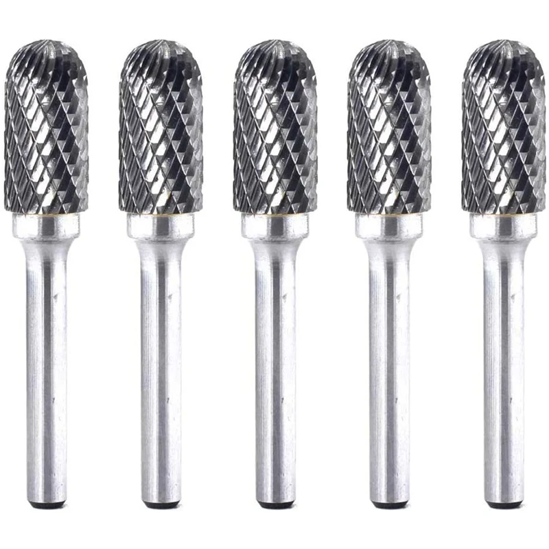 

JHD-5Pcs SC-5 Tungsten Carbide Burrs Cylinder Shape Double Cut Rotary Burr File With 1/4 Shank For Rotary Tool Die Grinder
