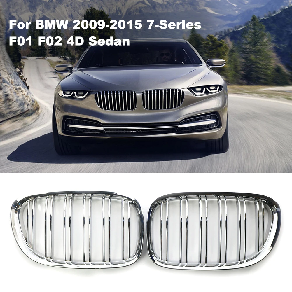 

2pcs Silver Plating FRONT GRILLE M LOOK For BMW 09-15 F01 F02 7-SERIES 4D Sedan / Will Fit 4D 760Li, 750Li, 750i, 740Li, 740i