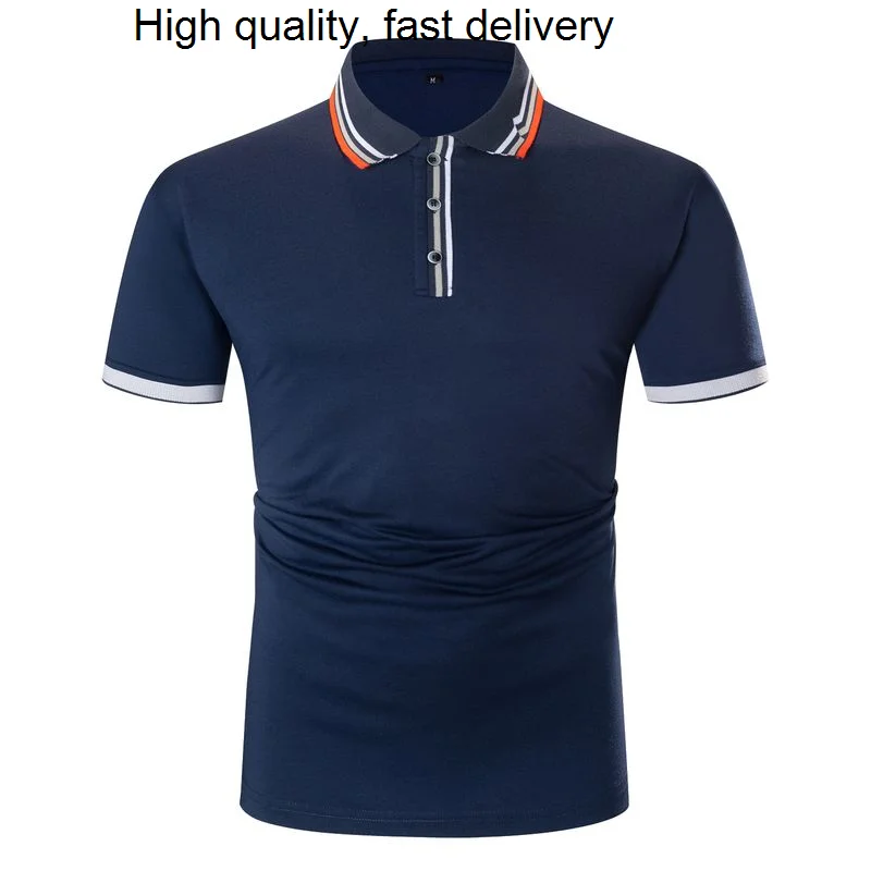 

Мужская рубашка-поло с коротким рукавом, в полоску, на пуговицах