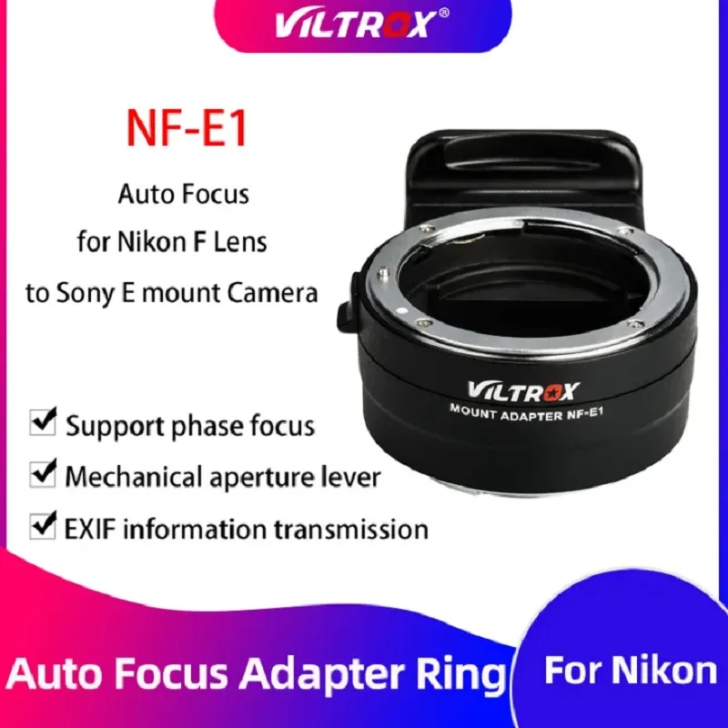 Фото Адаптер для беззеркального объектива VILTROX NF-E1 Nikon с байонетом F для Sony E-Mount для объектива Nikon F на камеру Sony с креплением E A7SI A7II A7II №1
