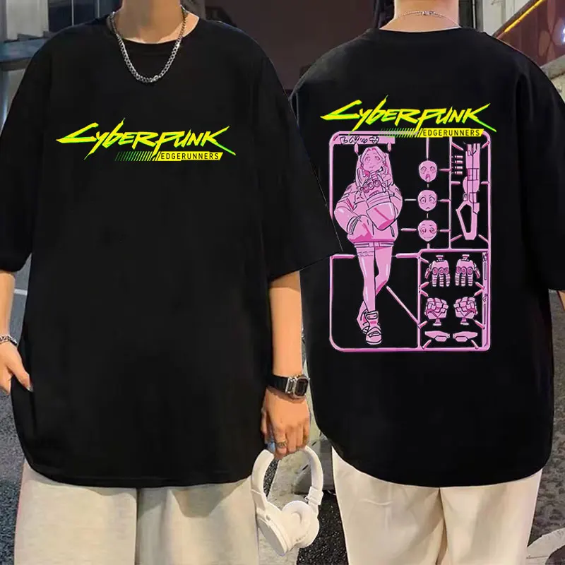 

Y2k Anime Rebecca Cyberpunk Double Sided Printed T-shirt Mens Hip Hop T Shirt Men Women T-shirts