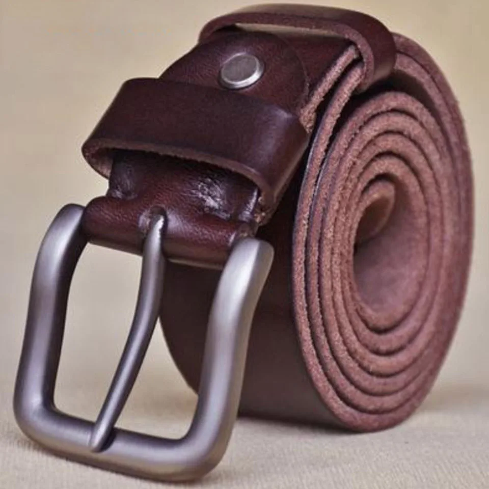 Fashion Men'S Belt Leather Leather Pin Buckle Thick Pure Leather Belt Casual Brand Luxury Men Retro Wear-Resistant Belt A2598