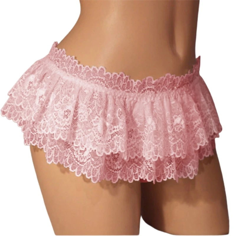 

Sissy Panties Mens Ruffled Panties Lace Layered Mini Skirted Briefs Male Cross Dressing Costumes Sexy Underwear Thong