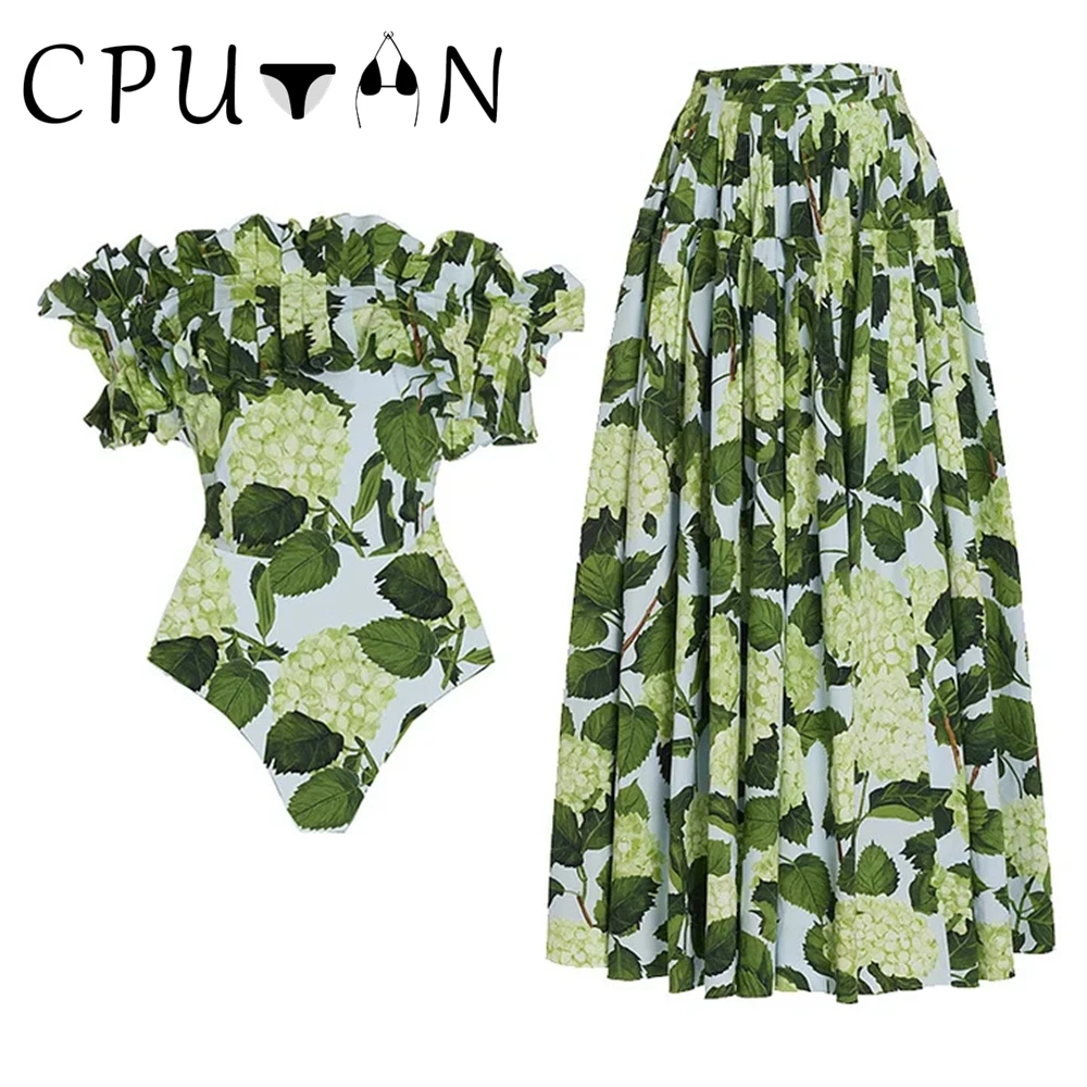 

CPUTAN 2023 сексуальный 3D Цветочный комплект бикини с открытыми плечами с принтом для девушек микро купальник юбка купальник из 3 частей купальный костюм пляжное платье