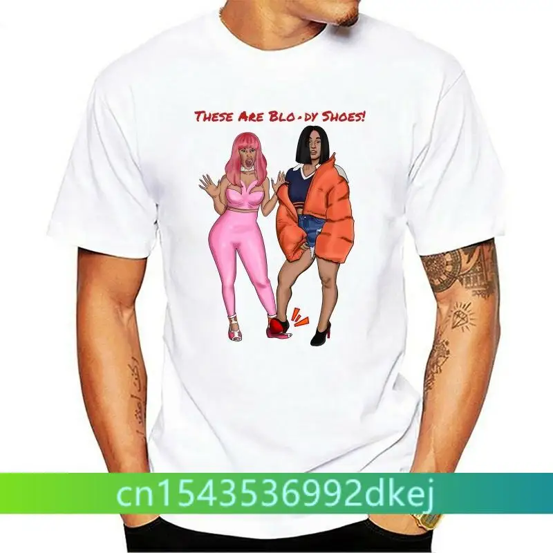 

Cardi B Nicki Minaj T-shirt Tee Men funny 100% Cotton t shirt harajuku Summer 2019 t-shirt Short Sleeve Plus Size t-shirt gift