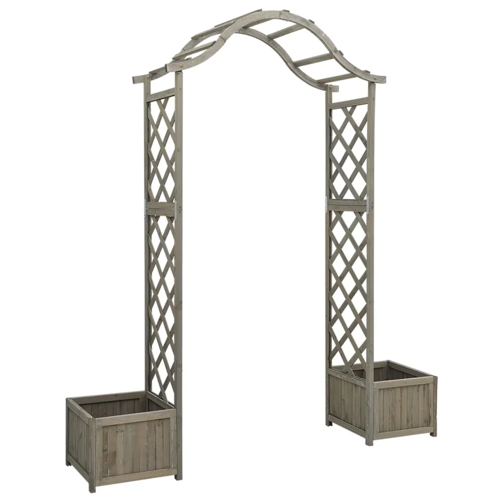 

Garden Pergola with Planter, Solid Firwood Patio Canopy, Garden Decoration, Grey 175 x 40 x 204 cm