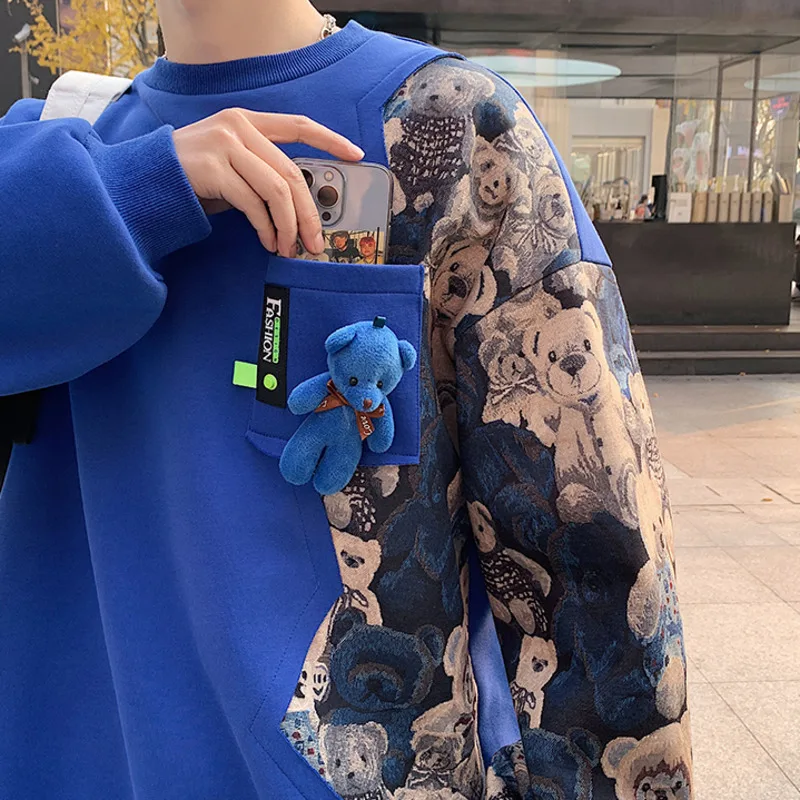 

Толстовка мужская с воротником-стойкой, контрастным принтом