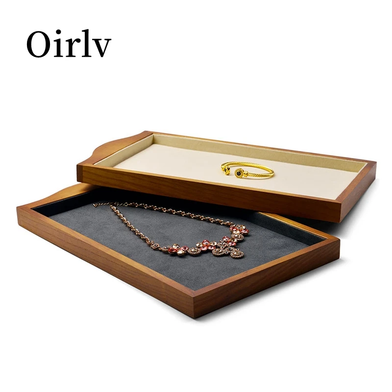 Oirlv Solid Wood Jewelry Tray For Small Items Exhibition Jewelry Organizer Display Props Large Size Wooden Pallets Jewelry Tray