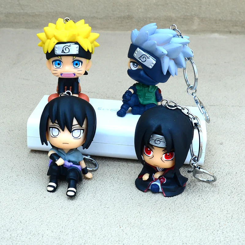 

8cm Naruto Anime Keychain Uzumaki Naruto Kakashi Uchiha Sasuke Itachi Q Version Figures Toy Keychain Pendant Figurine Model Gift