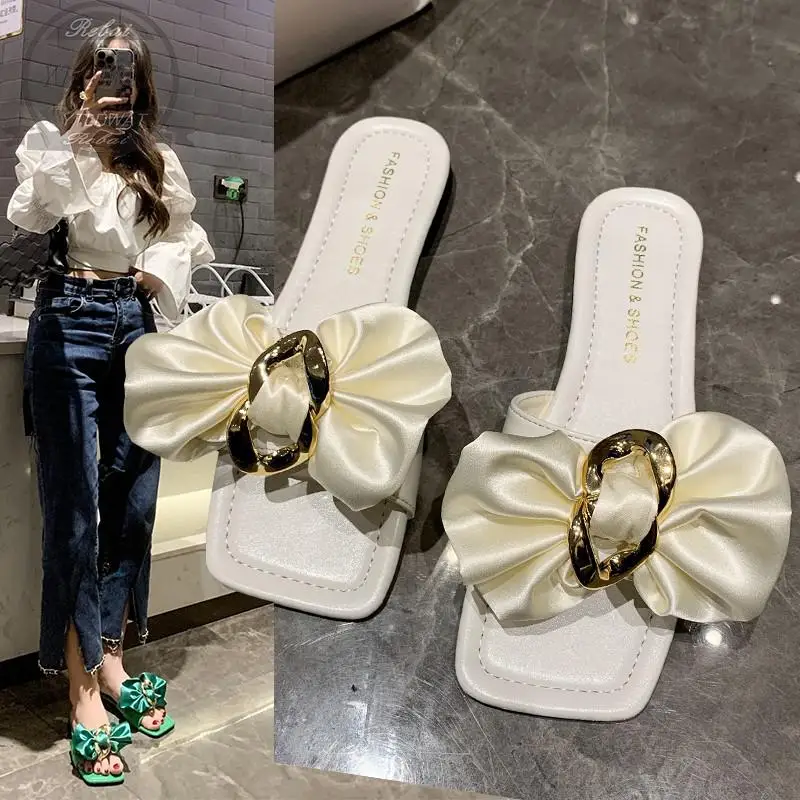 2022 New Women's Summer Slippers Women Sandals Fairy Wind Bow Fresh And Cute Flip Flops Fashion Casual Shoes Ladies 