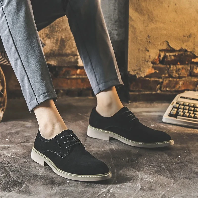 

Men's Casual Leather Shoes Summer Genuine Leather Korean Version Single Shoes Frosted Low Top Versatile Youth Trend Men's Shoes