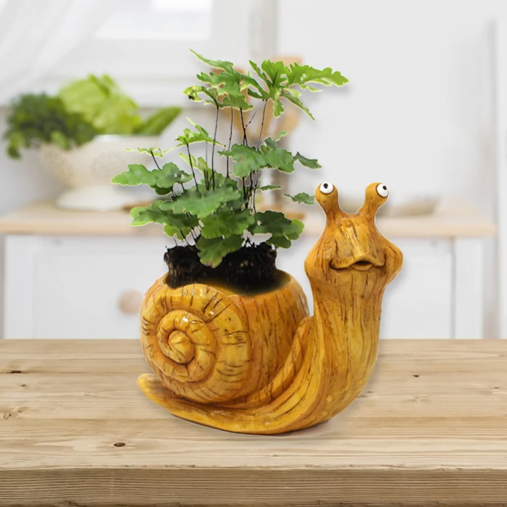 

Interesting Garden Succulent Pots Snail Flower Pot Resin Craft Outdoor Decoration Flower Pots For Office And Bedroom