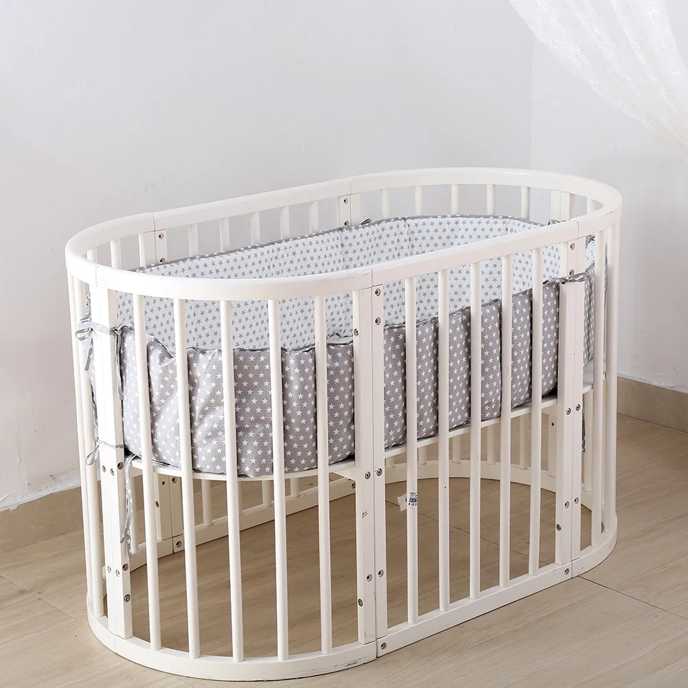 

Ins Newborn Baby Crib Bumpers Cotton Grey Star Print Cradle Kit Side Protector Anti-collision Guardrail Kids Beddings 170*30cm