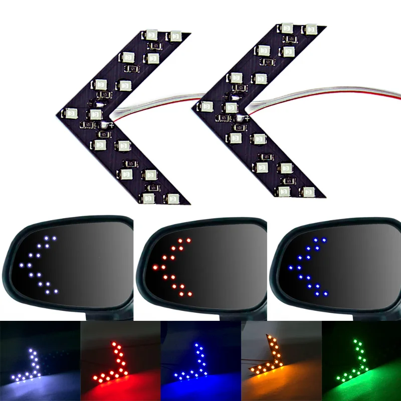 

2Pcs 12V LED Car Arrow Turn Light Rearview Mirror Panels Indicator Light Signal Bulbs Lamp Universal Auto Motorcycle Accessories