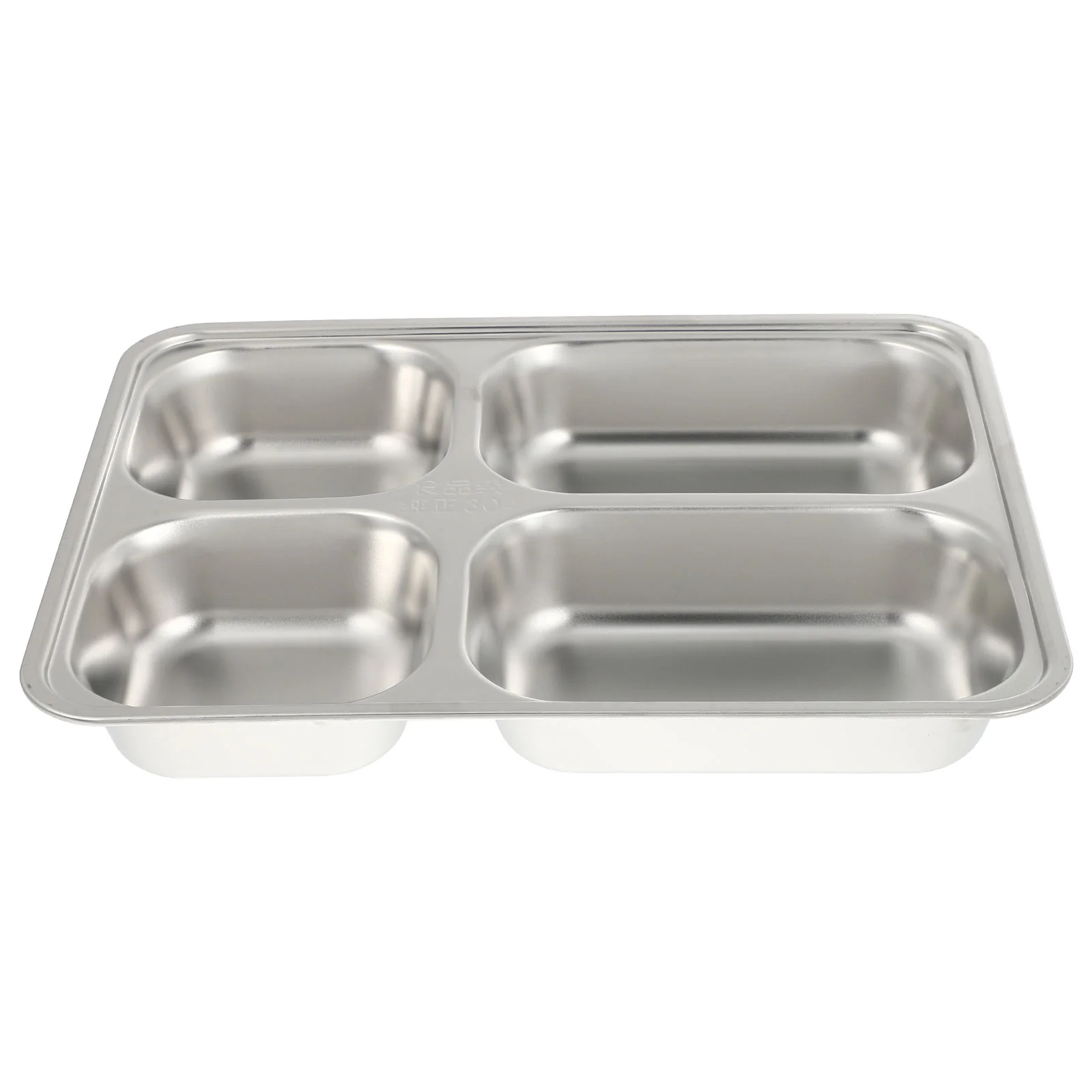 

1pc Steel 4 Sections Food Serving Tray School Canteen Divided Trays Metal Divided Plates for Kids Lunch Divided Plate