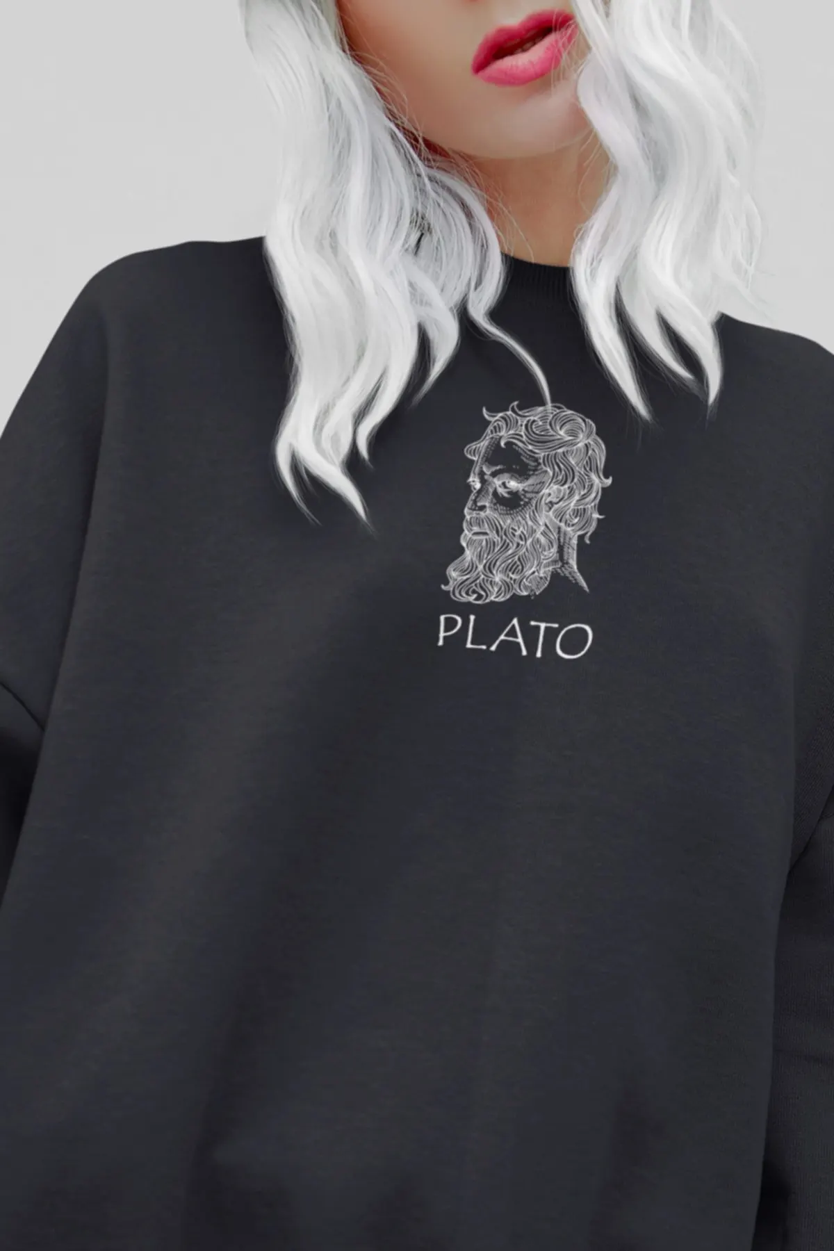 

Women's Sweatshirt Azurco Oversize Plato Printed Smoked Hoodies Fashion All Season New Designer Pullovers Fleece Hoodies