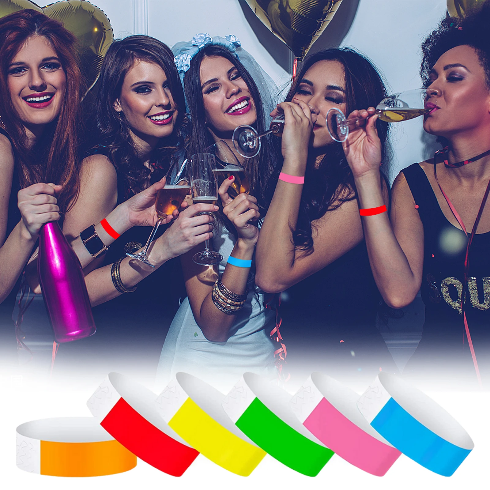 

600pcs Waterproof Neon Wrist Bands Party Supplies Colorful Paper Bracelet Wristband for Concerts Events Clubs Festivals Decor