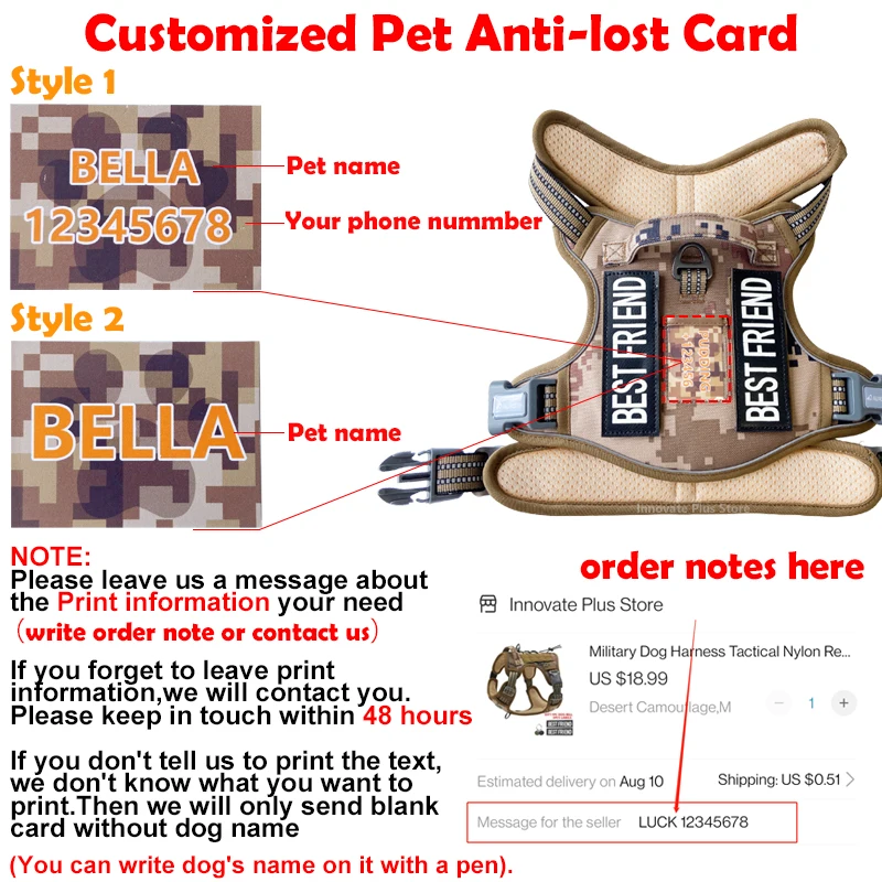 Персонализированная тактическая шлейка для собак нейлоновый светоотражающий
