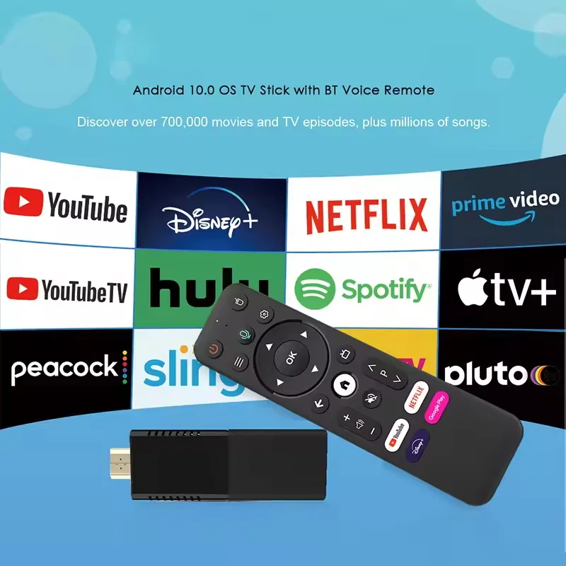 Фото Глобальная версия Smart TV Stick Android 10 Allwinner 4K 2 ГБ/16G Портативный квадроцикл/потоковая передача 2,4G/5G WIFI BT5.0 Dongle Youtube Netflix №4
