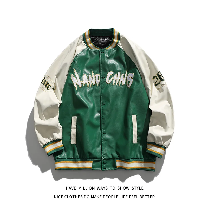 

Куртка-бомбер Мужская/Женская мотоциклетная из экокожи, с вышивкой