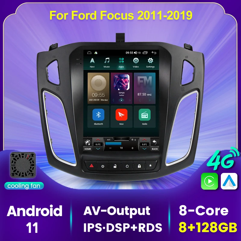 

9,7 ''Tesla Android 11 8G 128G Автомобильный dvd Радио мультимедийный плеер для Ford Focus 3 Mk 3 2011-2019 охлаждающий вентилятор DSP carplay NODVD