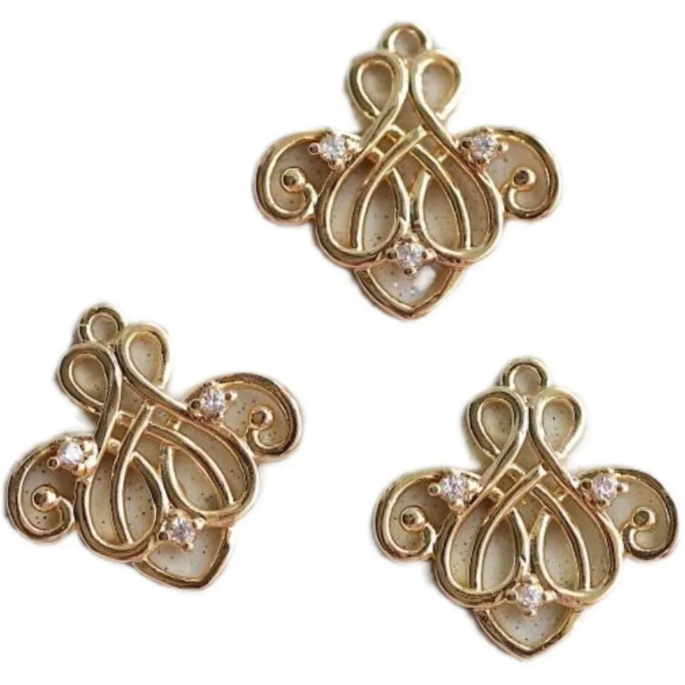 Цветной медный позолоченный кулон с микроинкрустацией цирконом в стиле ретро