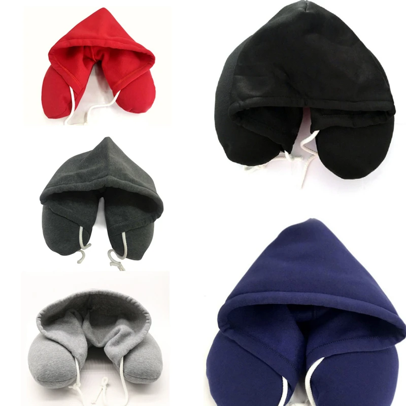 

Travel Pillow Hooded U-Shaped Pillow Cushion Car Office Airplane Head Rest Neck Pillow Almohada Noon Sleeping Pillows with Hat
