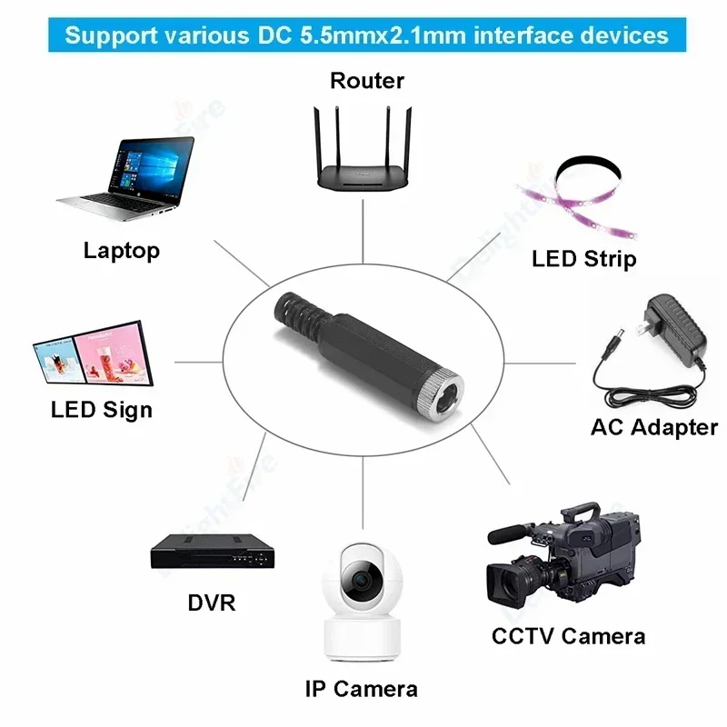 5 мм * 2 1 разъем питания постоянного тока 12 В ствол гнездовой для пайки разъемы