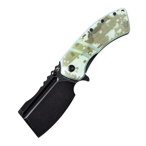 Kancept XL Korvid T1030B2 Cleaver Black Stonewashed 154CM Blade with Jade Camouflage G10 Handle for Camping Hunting EDC Carry